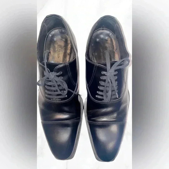Canali designer black laceup day 2 nite classic stylish leather derby shoes 40.5 - Picture 6 of 6